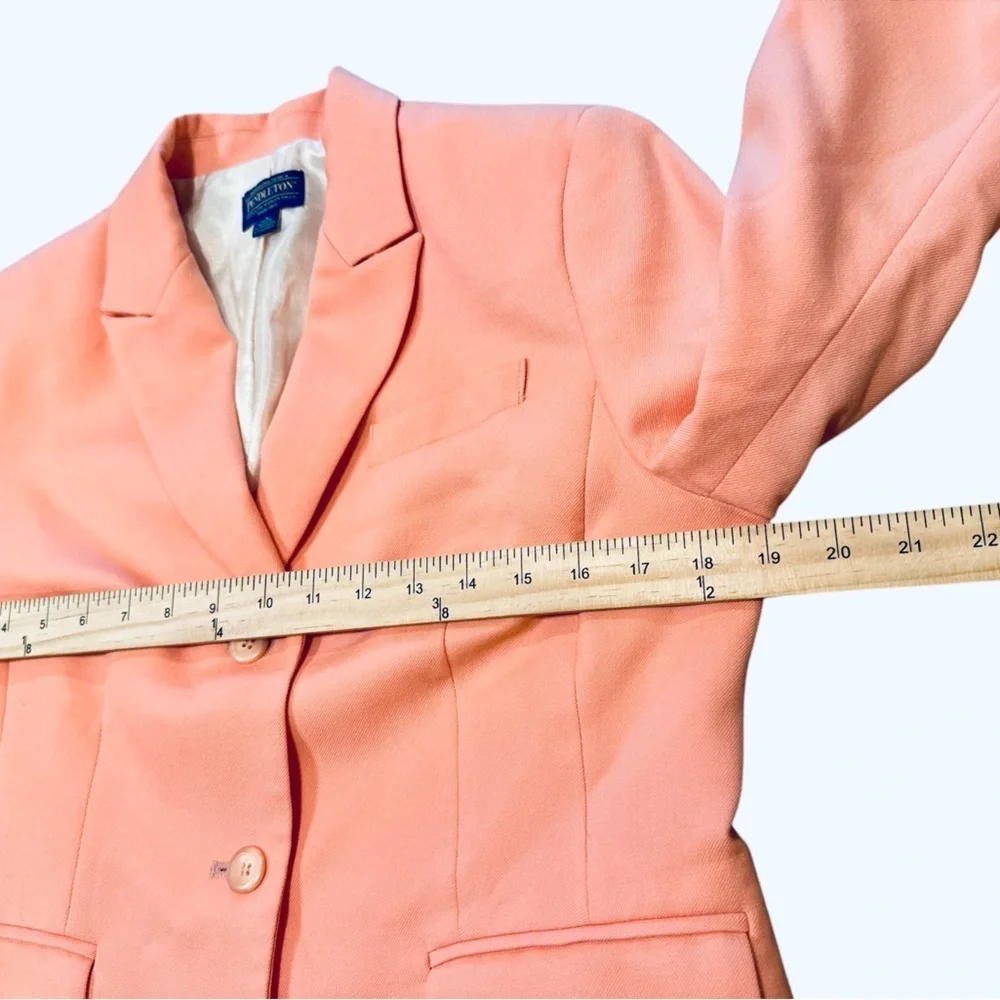 Pendleton Blazer Size 8 Petite Pink Notched Lapel Two Button Front Closure Lined